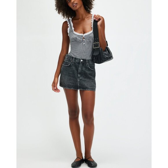 Free People Black and White Gingham Bodysuit - Picture 4 of 9